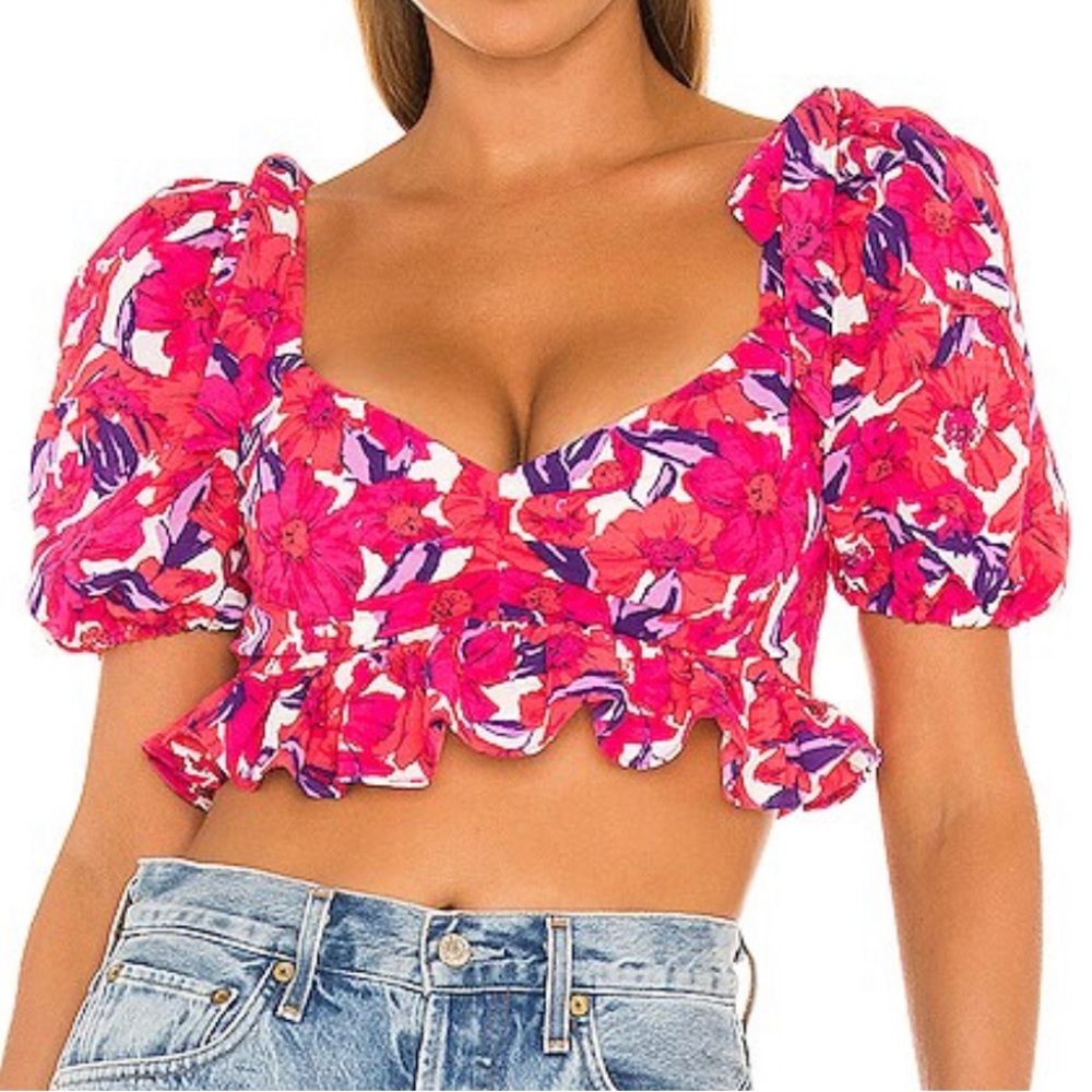 LOVERS + FRIENDS Brady Pink Floral Crop Top